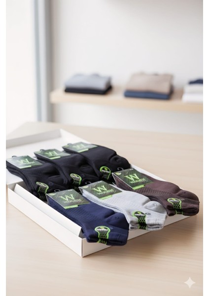 Bambu Erkek Patik Çorap; Mevsimlik ; 41-44 ; Asorti 12'li Kutu