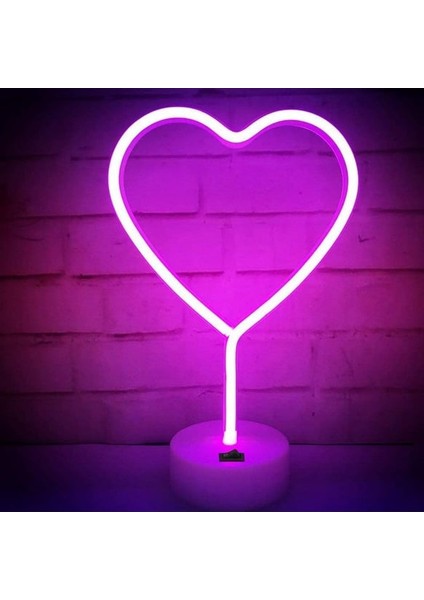 Kalp Tasarımlı Işıklı Neon LED Lamba