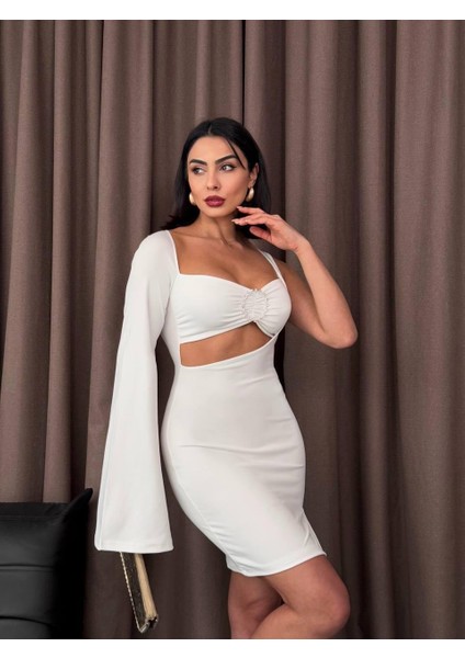 Halka Detaylı Tek Kol Mini Elbise fiyatları