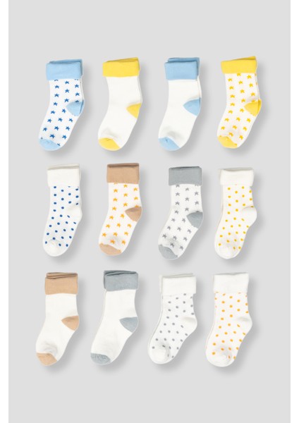 12 Çift Pamuklu Unisex Çocuk ve Bebek Soket Çorap