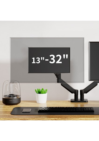 13-32’’ Amortisörlü Stand Çift Kol Lcd-Led Gaming Monitör Tutucu Stand Askı Aparatı