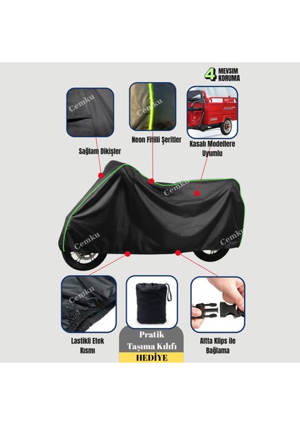 Fitilli Siyah Triportör Brandası, 3 Tekerlekli Kasalı Motosiklet Brandası fiyatları