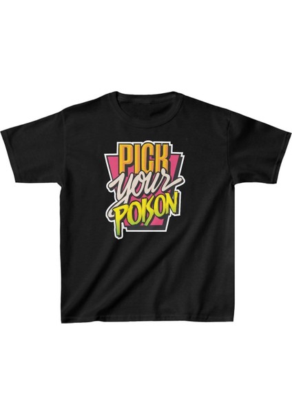 Unisex Çocuk Baskılı T-Shirt - Siyah -Vlmr