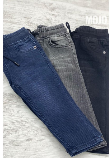 Mojo Erkek Bebek 1-5 Yaş Beli Lastikli Kot Pantolon 5368 Siyah