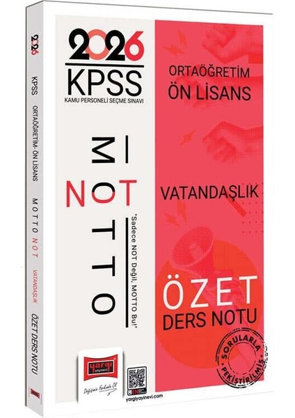 Yargı 2026 Kpss Ortaöğretim Ön Lisans Motto Serisi Vatandaşlık Özet Ders Notu