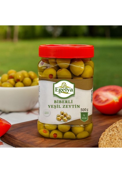 Biberli Yeşil Zeytin 500 G – Doğal Fermente, Katkısız, Ege Sofralarının Lezzeti fırsatları