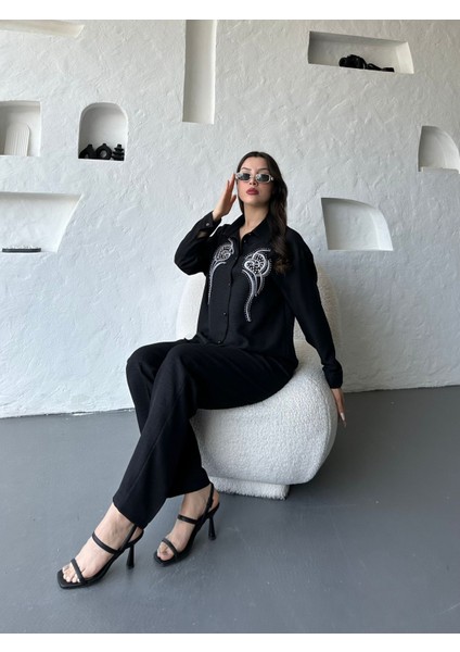 Işleme Detaylı Gömlek & Pantolon Keten Ikili Takım fiyatları