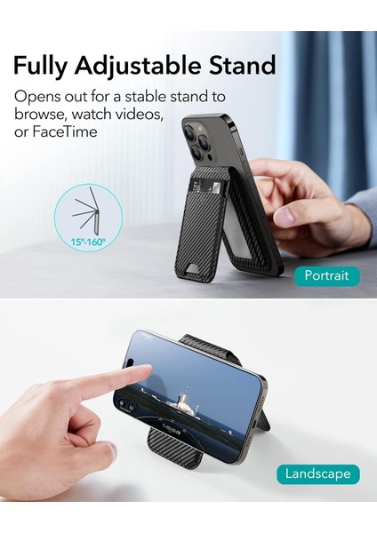 Halolock Vegan Deri Magsafe Stant Özellikli Kartlık - Siyah Karbon modelleri