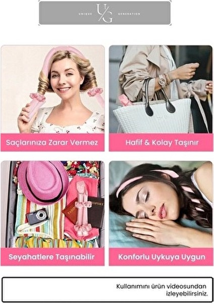 Kadınlar İçin Pudra Pembe Saten Saç Şekillendirici Saç Sosisi Seti