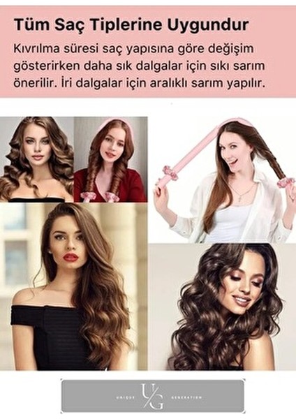 Kadınlar İçin Pudra Pembe Saten Saç Şekillendirici Saç Sosisi Seti