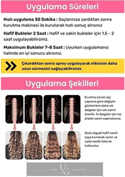 Kadınlar İçin Pudra Pembe Saten Saç Şekillendirici Saç Sosisi Seti