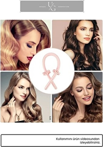 Kadınlar İçin Pudra Pembe Saten Saç Şekillendirici Saç Sosisi Seti