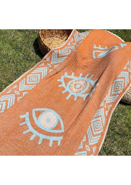 90X180 Çift Taraflı 3 Kat Müslin Göz Desenli Kilim Motifli P fiyatları