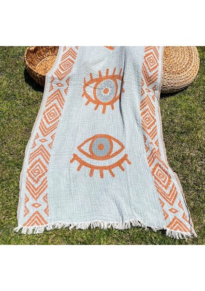 90X180 Çift Taraflı 3 Kat Müslin Göz Desenli Kilim Motifli P fırsatları