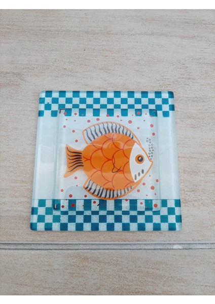 Cam Banyo Gideri Süsü 97 mm x 97 mm Dekoratif Gider Kapağı-Balık modelleri