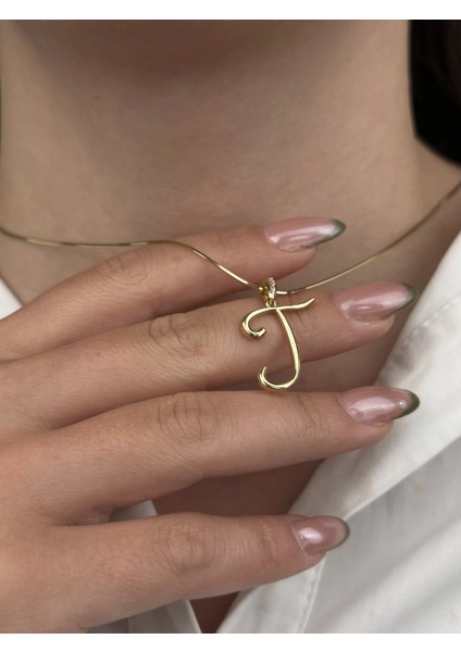 14 Ayar Altın T Harfi Kolye Ucu 443