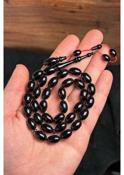 Özel Döküm Malzeme Usta İşçilik Siyah Sıkma Kehribar Tesbih