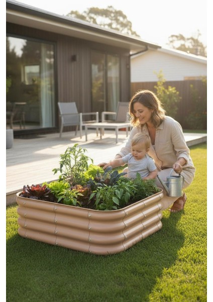 Modüler Yükseltilmiş Bahçe Yatağı Yükseltilmiş Sebze Yatağı No:3 (85X85) Bej