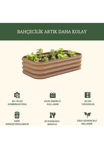 Modüler Yükseltilmiş Bahçe Yatağı Yükseltilmiş Sebze Yatağı No:3 (85X85) Bej fiyatları