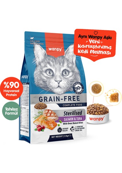 Tahılsız Somonlu ve Ton Balıklı Kısırlaştırılmış Kedi Maması