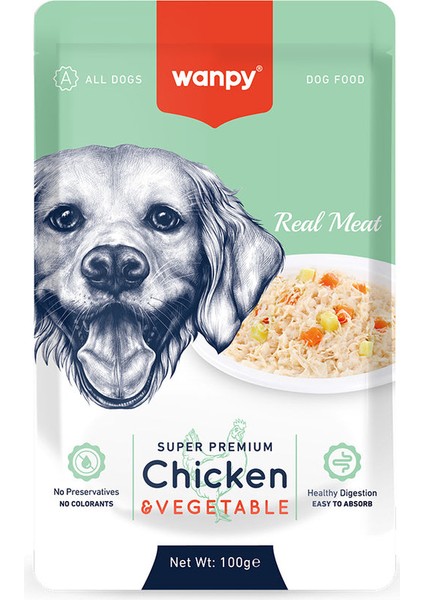 100g Pouch Tavuk&Sebze Yaş Köpek Maması 12 Adet