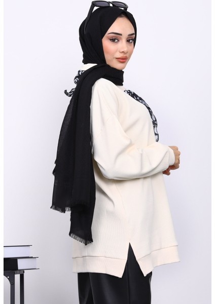 Krem Fular Detaylı Yakalı Tunik fırsatları