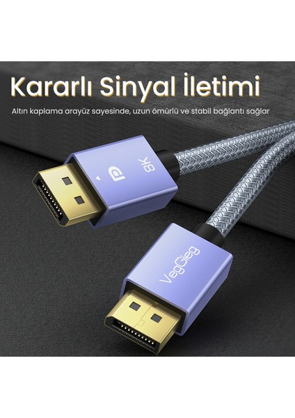 8K/60Hz 4K/165Hz 2K/240Hz DisplayPort 1.4 Kablo 5 Metre modelleri