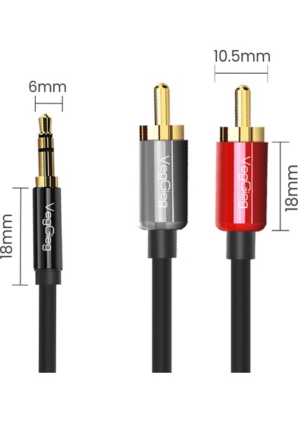 3.5mm AUX to 2 RCA Ses Kablosu 8 Metre