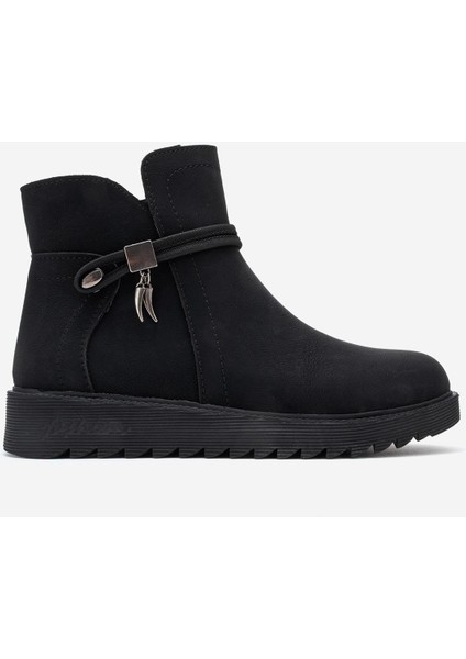 Sade Fermuarlı Aksesuarlı Düz Bot Siyah Zümrüt fiyatları