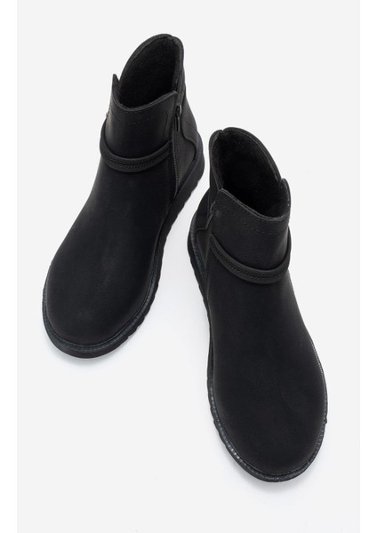 Sade Fermuarlı Aksesuarlı Düz Bot Siyah Zümrüt indirimleri