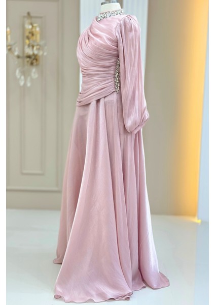 Nergis Abiye Elbise Pudra modelleri