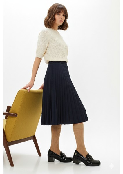 Kadın Hakiki Deri Ortopedik Kalın Topuklu Klasik Mevsimlik Ayakkabı NH24/K1072