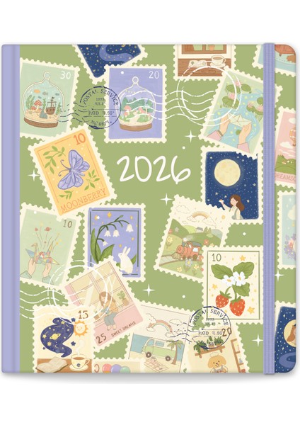 2026 Dikey Haftalık Ajanda 12 Aylık Sert Kapak 18 x 20 cm - Yeşil fırsatları
