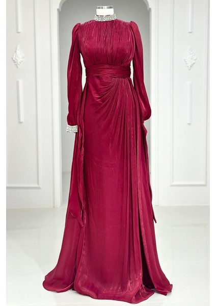 Gözde Abiye Elbise Bordo