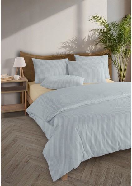 Chıc %100 Pamuk Ranforce Akay Açık Mavi Ipliği Boyalı Nevresim Takımı Çift Kişilik - 200X220 cm