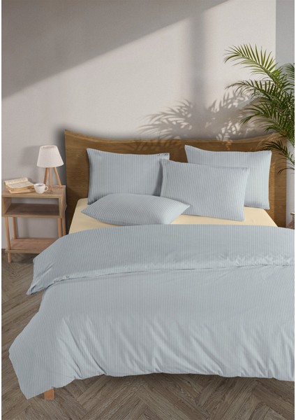 Chıc %100 Pamuk Ranforce Akay Açık Mavi Ipliği Boyalı Nevresim Takımı Çift Kişilik - 200X220 cm fiyatları