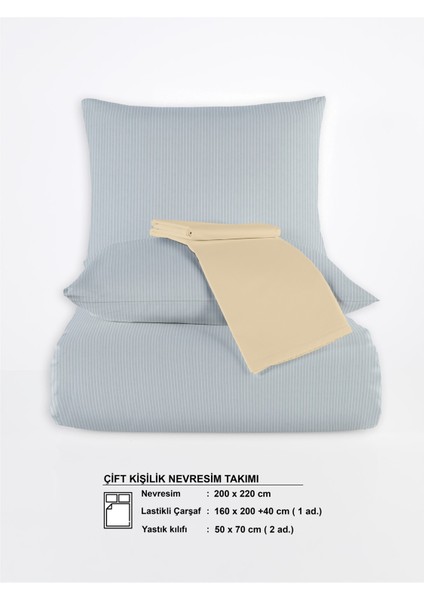 Chıc %100 Pamuk Ranforce Akay Açık Mavi Ipliği Boyalı Nevresim Takımı Çift Kişilik - 200X220 cm indirimleri