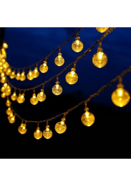 5 M 28 LED Kristal Top Gün Işığı – Şeffaf Kablo – Fişli Eklemeli