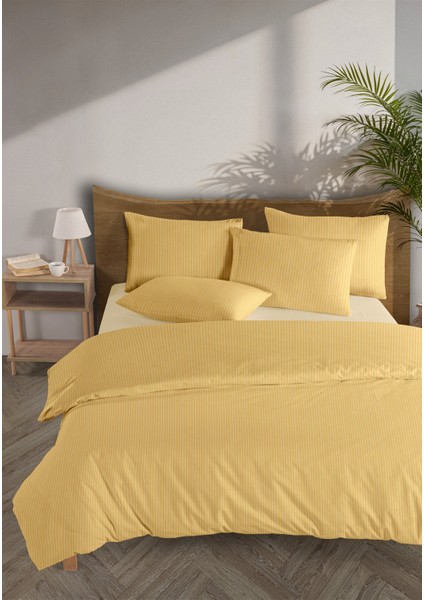 Chıc %100 Pamuk Ranforce Akay Sarı Ipliği Boyalı Nevresim Takımı Tek Kişilik - 160X220 cm fiyatları