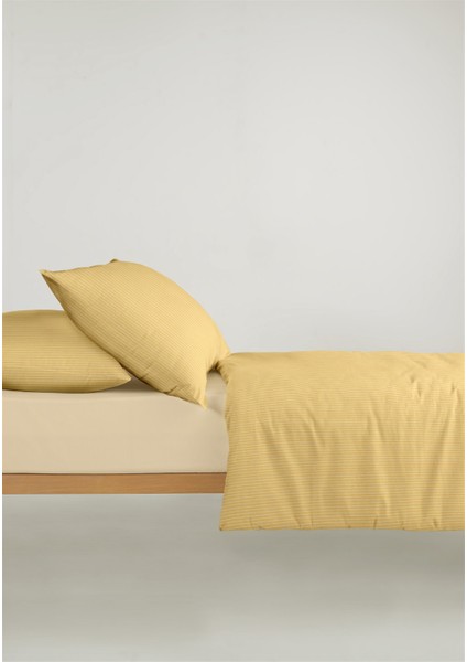 Chıc %100 Pamuk Ranforce Akay Sarı Ipliği Boyalı Nevresim Takımı Tek Kişilik - 160X220 cm fırsatları