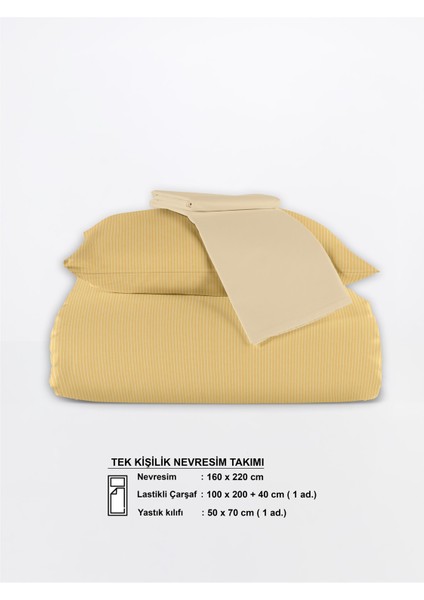 Chıc %100 Pamuk Ranforce Akay Sarı Ipliği Boyalı Nevresim Takımı Tek Kişilik - 160X220 cm indirimleri