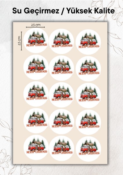 Yılbaşı Paketleme Sticker 15 Adet Yüksek Kalite Su Geçirmez YRM093