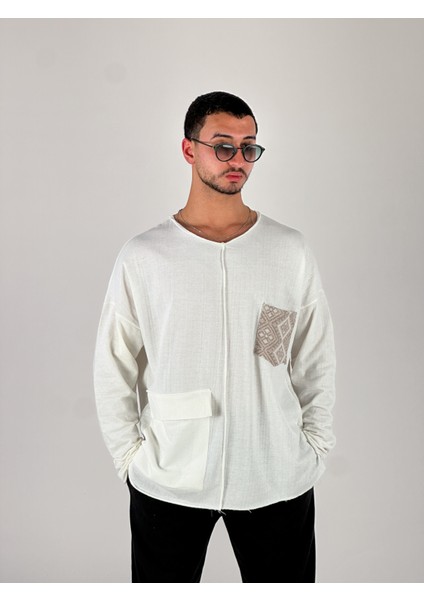 Kahve Cep Detaylı Etnik Tasarım Sweatshirt COC1076 fiyatları