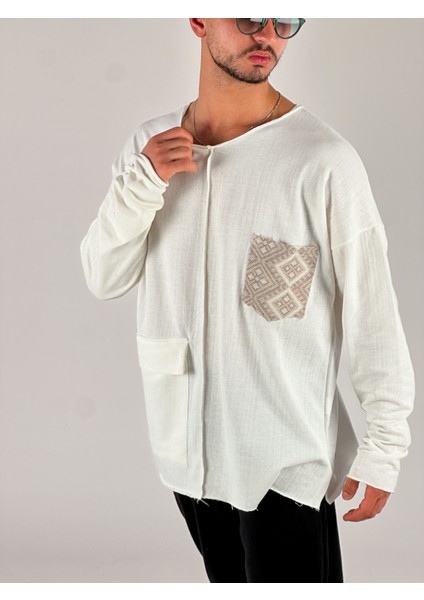 Kahve Cep Detaylı Etnik Tasarım Sweatshirt COC1076 fırsatları