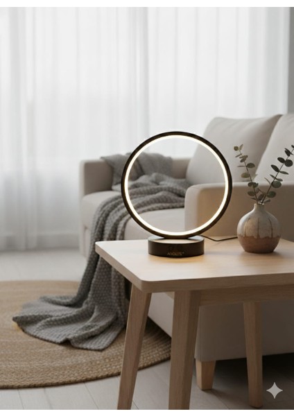 Yuvarlak Dekoratif Masa Lambası Siyah 6500K