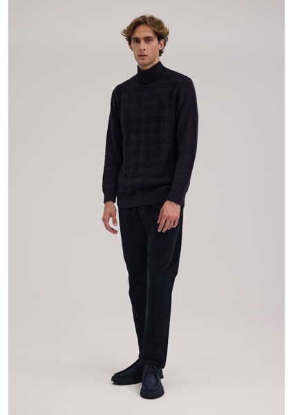 Lacivert Slim Fit Yarım Balıkçı Yaka Erkek Triko modelleri