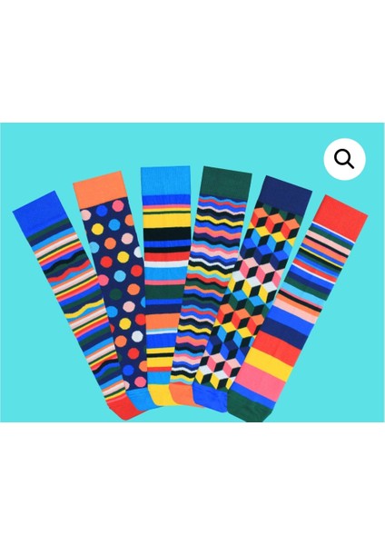 7 Li Çorap Desenli Çizgili Spor Eğlenceli Karikatürlü Çok Renkli Erkek Kadın Çorap