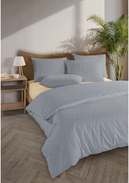 Chıc %100 Pamuk Ranforce Akay Lacivert Ipliği Boyalı Nevresim Takımı Tek Kişilik - 160X220 cm