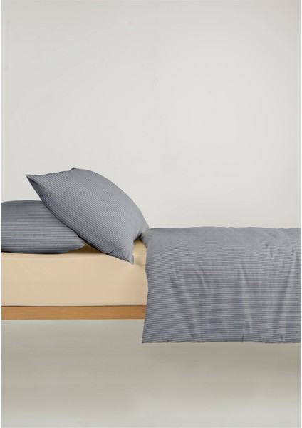 Chıc %100 Pamuk Ranforce Akay Lacivert Ipliği Boyalı Nevresim Takımı Tek Kişilik - 160X220 cm fırsatları