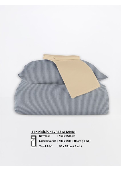 Chıc %100 Pamuk Ranforce Akay Lacivert Ipliği Boyalı Nevresim Takımı Tek Kişilik - 160X220 cm indirimleri